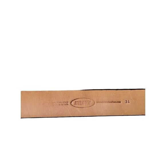 Brave Hair-On Hide Leather Belt Metallic Gold Embossed Women's Size 34 - Picture 6 of 8